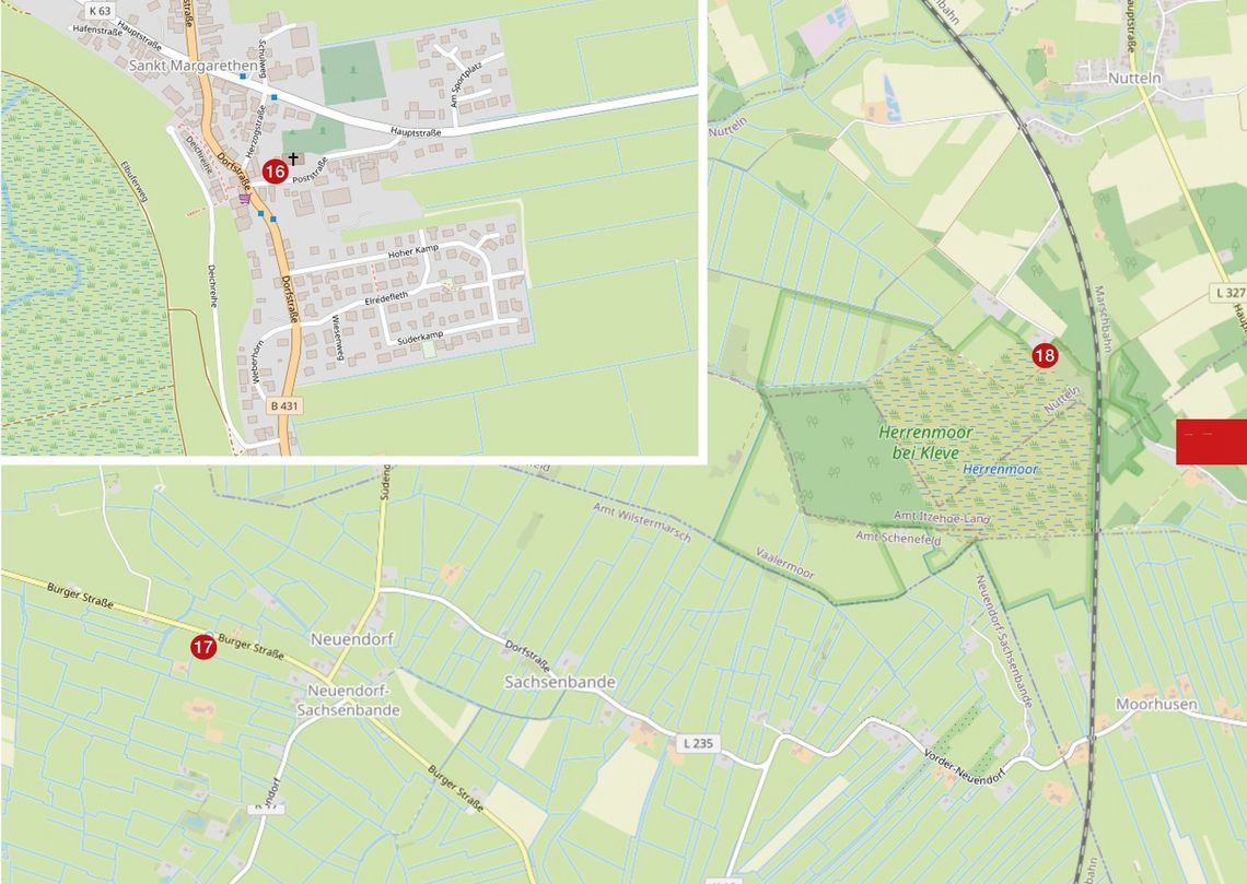 Karte Elredefleth / Tiefste Landstelle / Herrenmoor